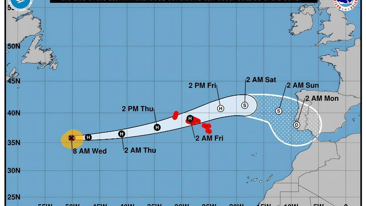El huracán Gabrielle continúa desplazándose rápidamente hacia el este-noreste sobre el Atlántico norte.