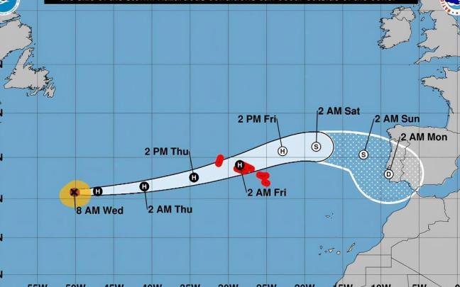 El huracán Gabrielle continúa desplazándose rápidamente hacia el este-noreste sobre el Atlántico norte.