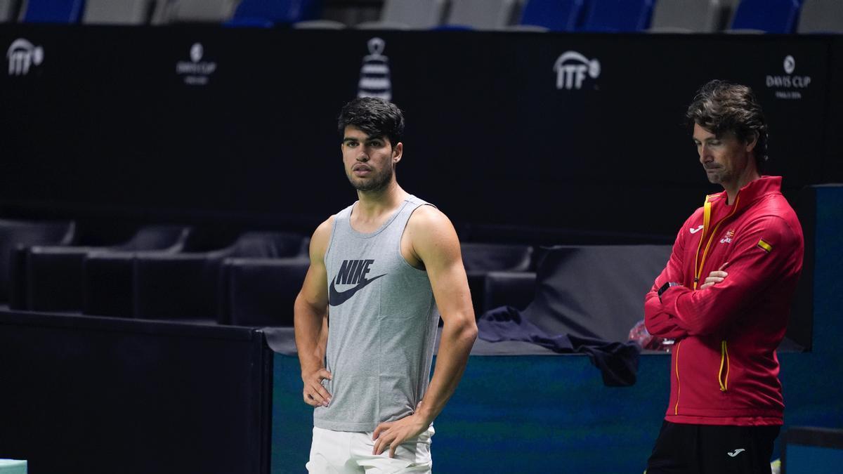 Carlos Alcaraz durante la Copa Davis 2024.