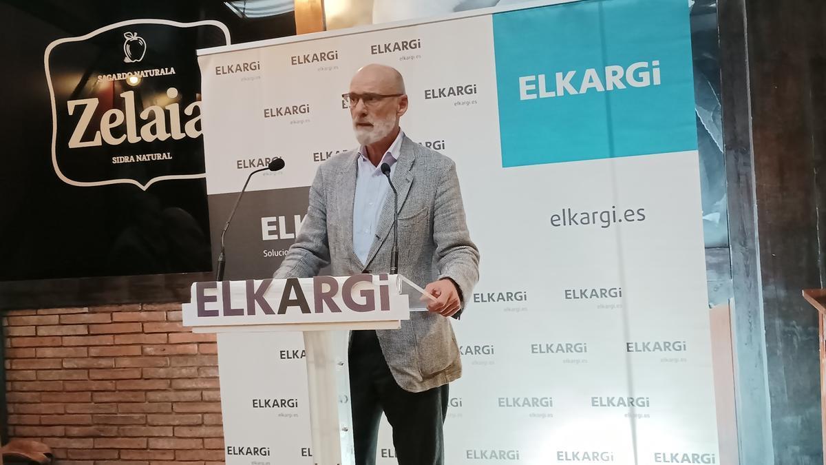El presidente de Elkargi, Lander Arteche, en la presentación de resultados 2023.