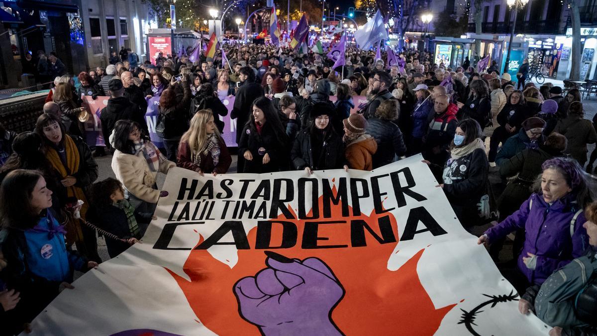 Manifestantes durante una concentración por el día de la Eliminación de la violencia contra las Mujeres.