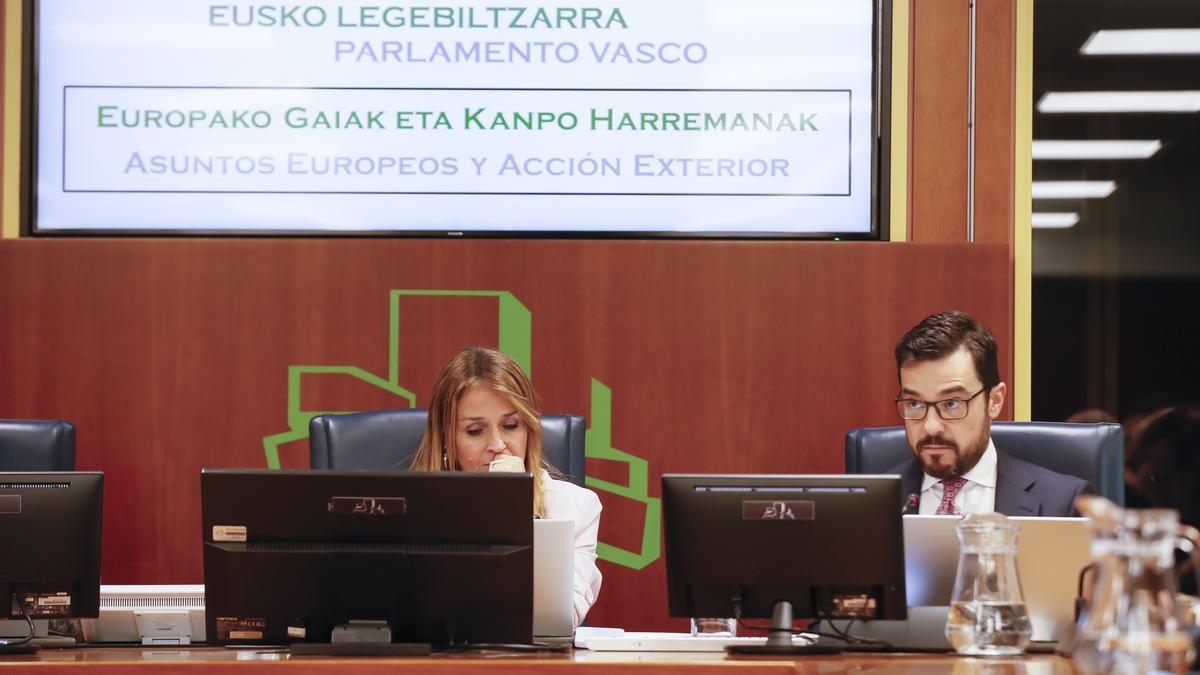 El secretario general de Acción Exterior y Euskadi Global, Ander Caballero, en comisión