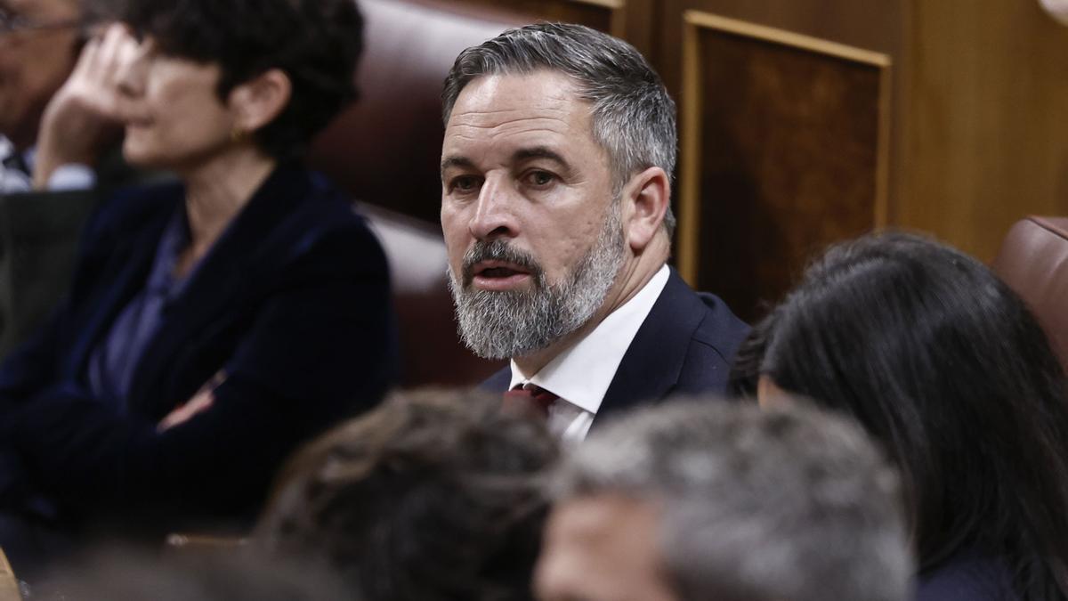 El líder de Vox, Santiago Abascal, durante el pleno en el Congreso.