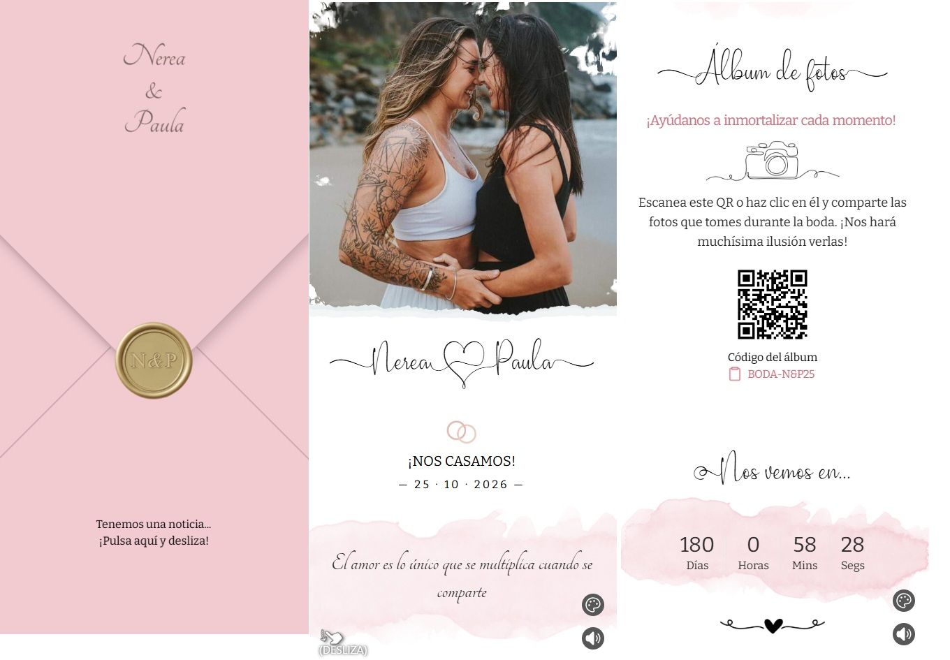 Ejemplo de una invitación de Bodas Specially Love.