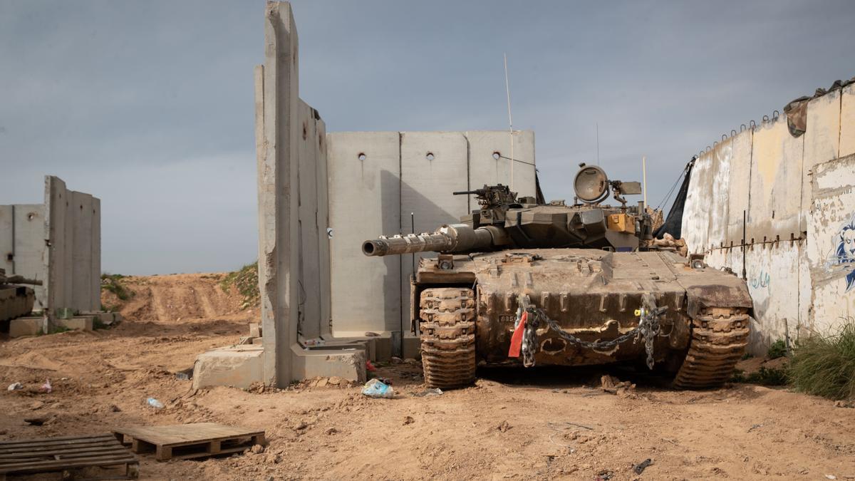 Un tanque israelí, cerca de la frontera con el Líbano.
