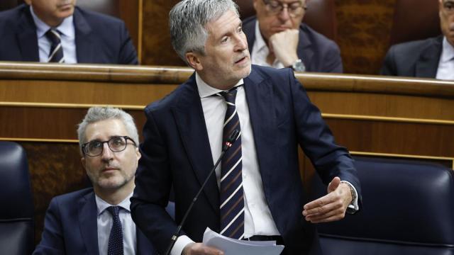 El ministro de Interior, Fernando Grande-Marlaska, en la sesión de este miércoles en el Congreso