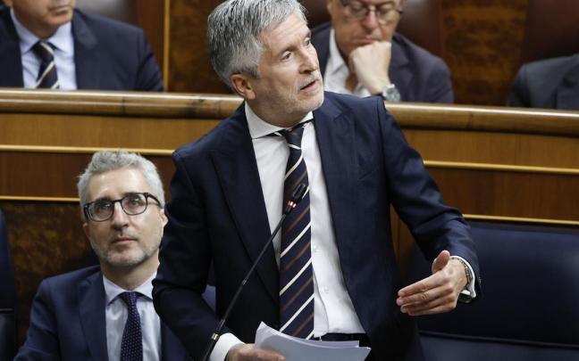 El ministro de Interior, Fernando Grande-Marlaska, en la sesión de este miércoles en el Congreso