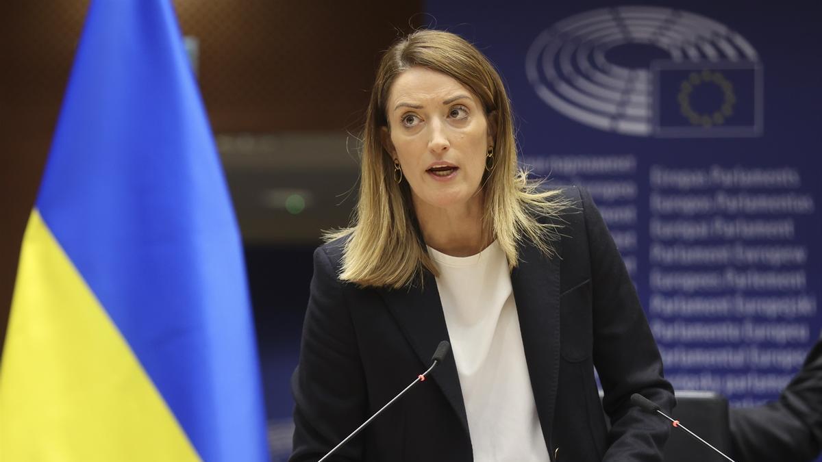 La presidenta del Parlamento Europeo, Roberta Metsola, en Bruselas.