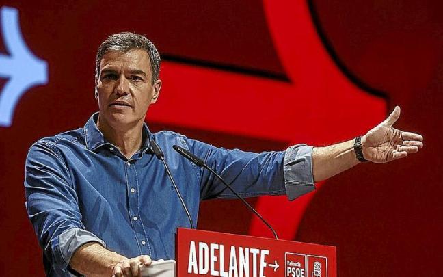 El presidente del Gobierno español, Pedro Sánchez, en un acto del PSOE ayer en Valencia. | FOTO: E. P.