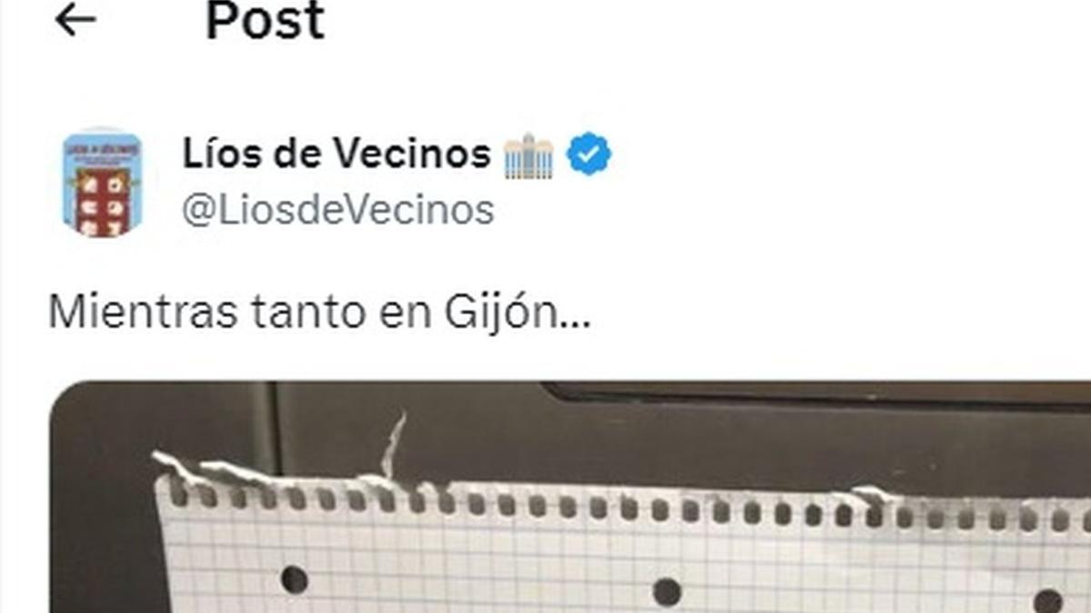 El comienzo del post con la nota.