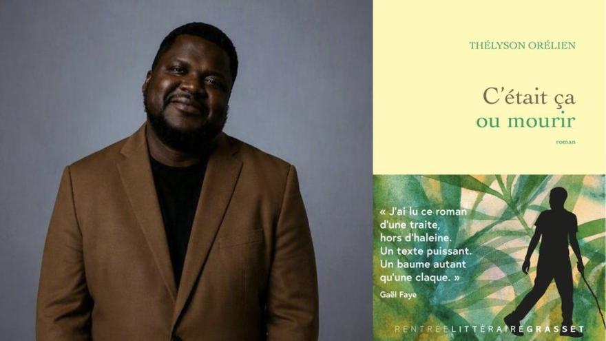 Imagen de Thélyson Orélien junto a la portada de su novela