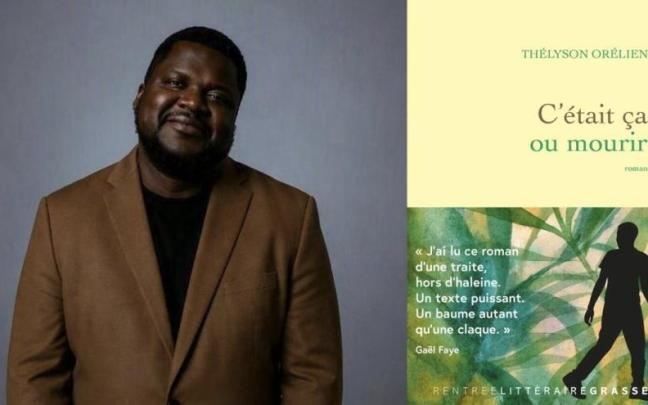 Imagen de Thélyson Orélien junto a la portada de su novela