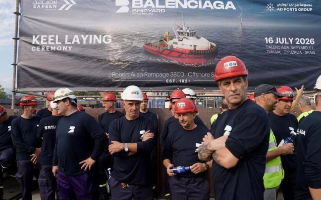 Acto de colocación de quilla en Balenciaga Shipyard, Zumaia.