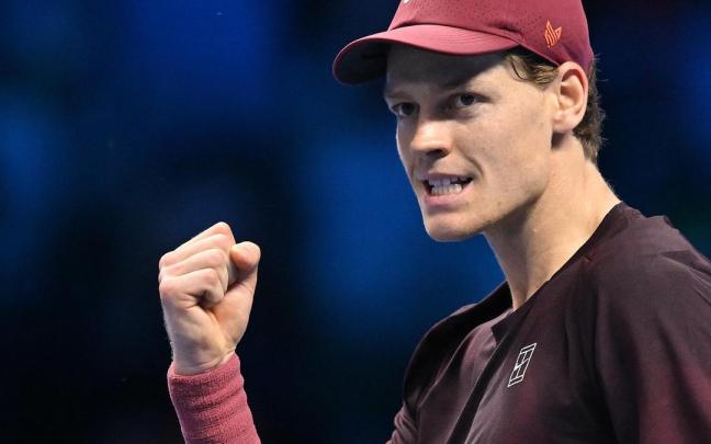Sinner celebra un punto durante la final.