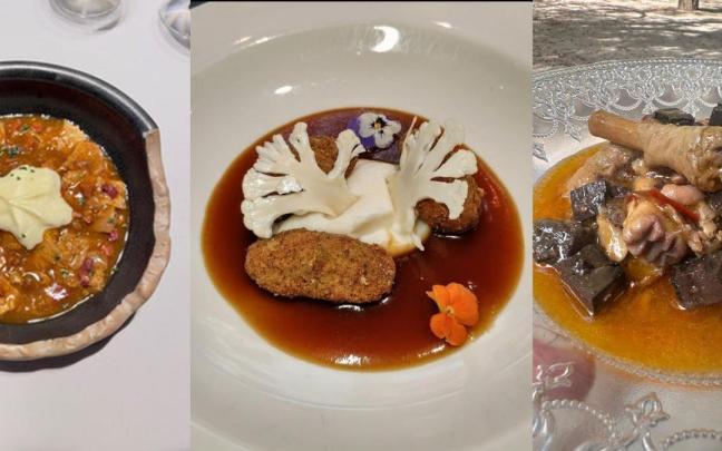 Diferentes platos de casquería elaborados por restaurantes de Euskal Herria.