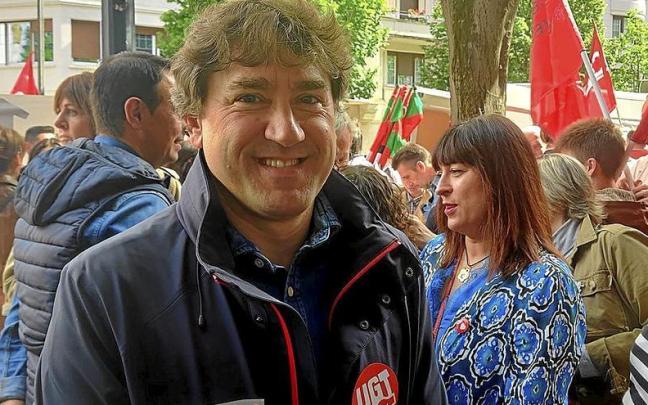Eneko Andueza, durante la manifestación del pasado 1 de Mayo. | FOTO: E. P.