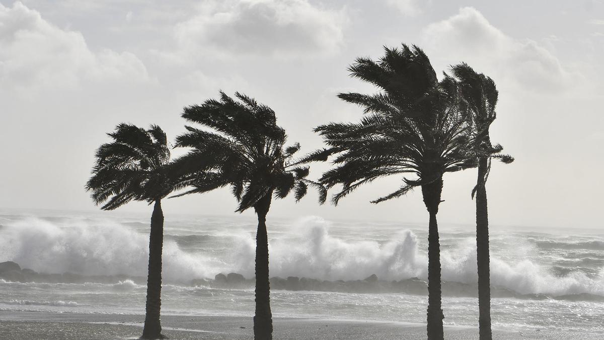 Imagen de una playa de Almería al pasó del temporal