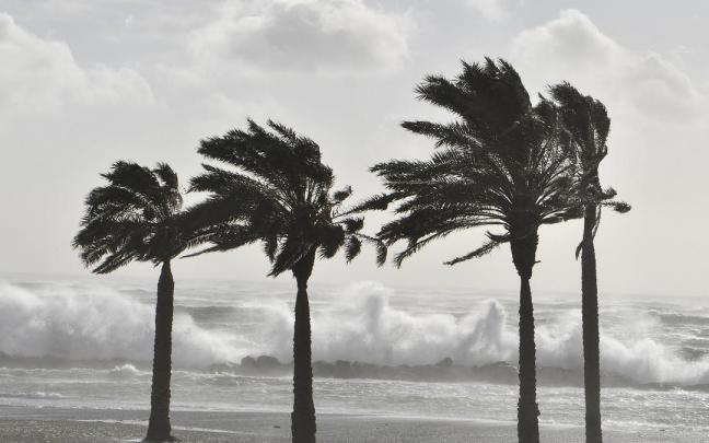 Imagen de una playa de Almería al pasó del temporal Imagen de una playa de Almería al pasó del temporal