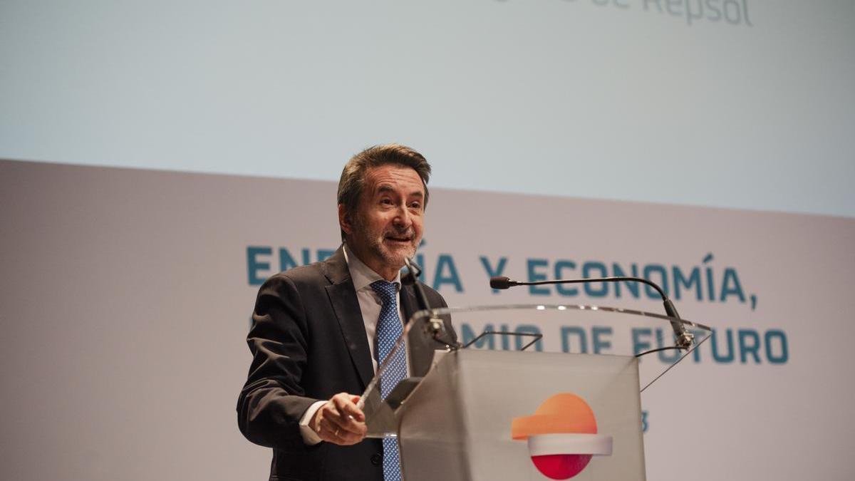 El consejero delegado de Repsol, Josu Jon Imaz, durante su intervención en el World Energy Outlook organizado por la compañía en Madrid.