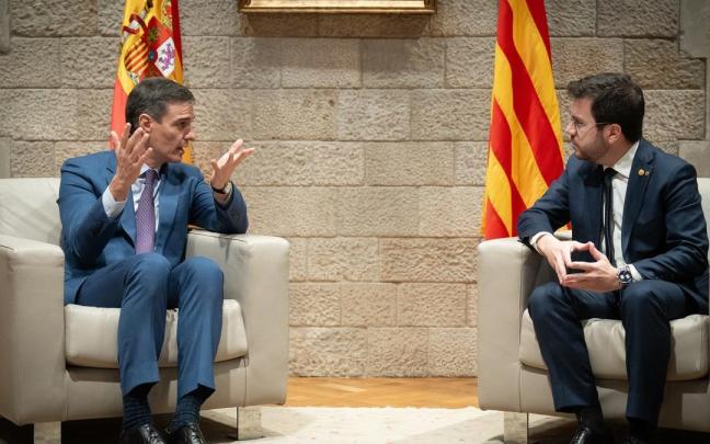 Sánchez y Aragonès, durante su encuentro. / EP Sánchez y Aragonès, durante su encuentro.