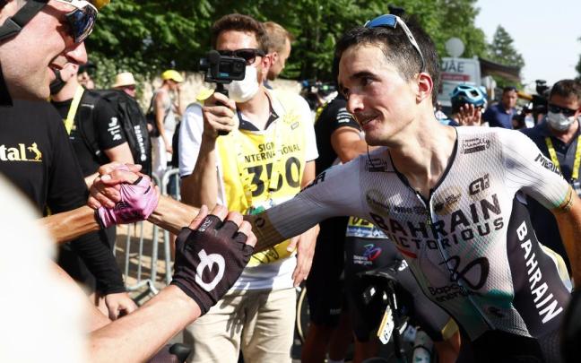 Pello Bilbao tras ganar la décima etapa del Tour.