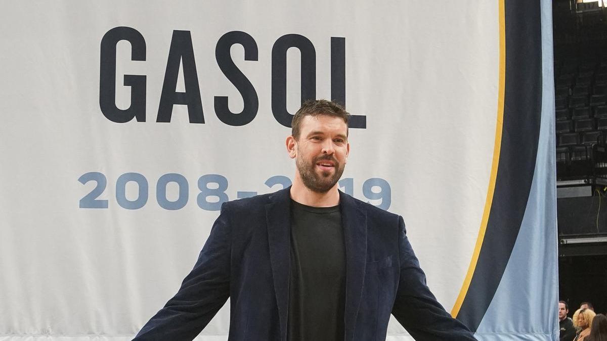 Marc Gasol, durante el homenaje que le han tributado los Memphis Grizzlies.