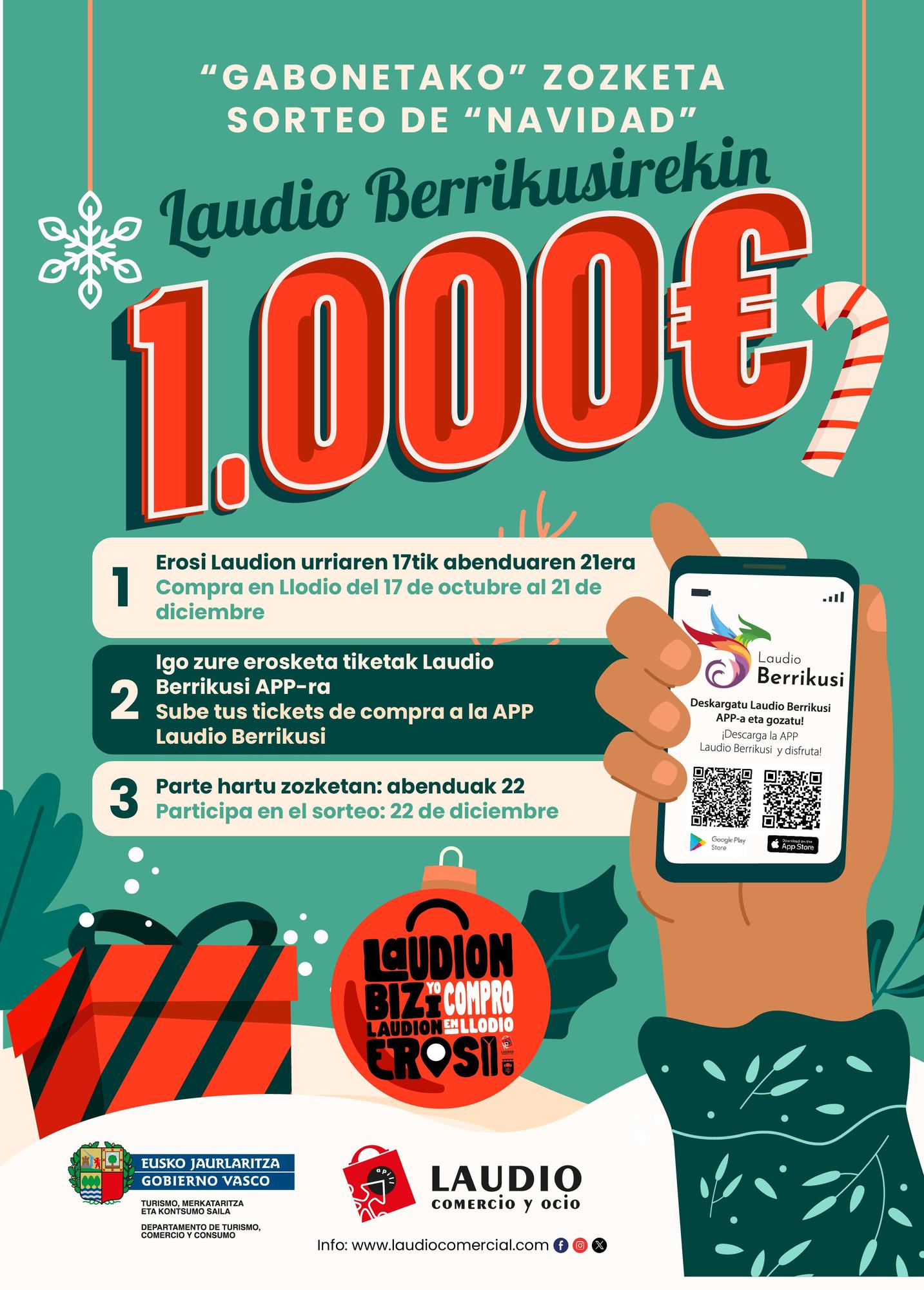 La App Laudio Berrikusi sorteará otros 1.000 euros de cara a Navidad