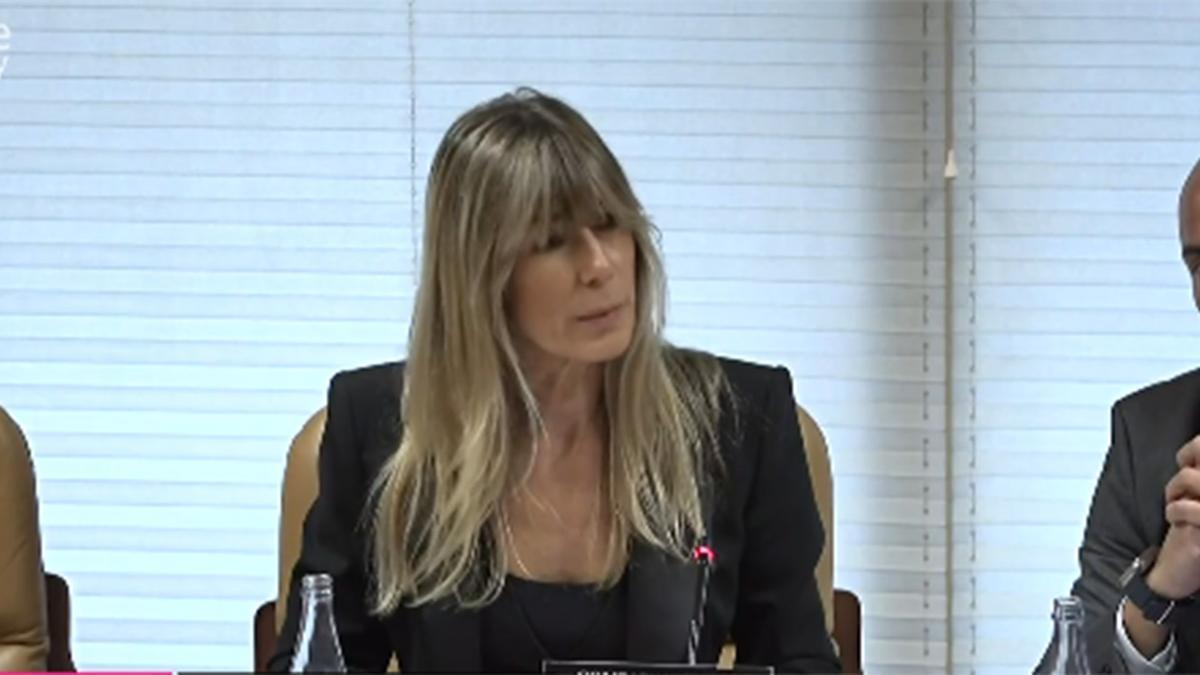 Begoña Gómez durante su comparecencia en la Asamblea de Madrid.