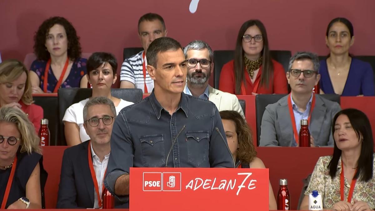 El presidente del Gobierno y secretario general del PSOE, Pedro Sánchez, durante su intervención en el Comité Federal del PSOE