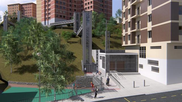 Infografía del proyecto de 5 ascensores entre El Kalero y Basozelai