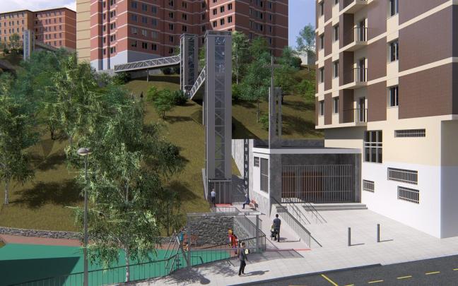 Infografía del proyecto de 5 ascensores entre El Kalero y Basozelai