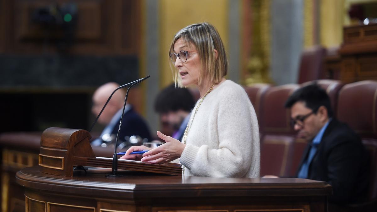La diputada del PNV, Idoia Sagastizabal, interviene durante una sesión plenaria.