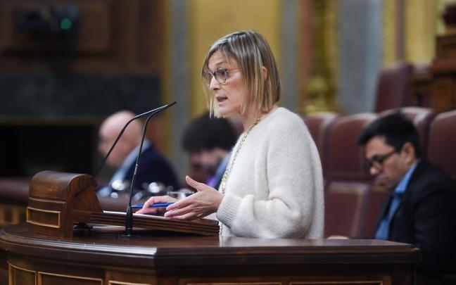 La diputada del PNV, Idoia Sagastizabal, interviene durante una sesión plenaria.