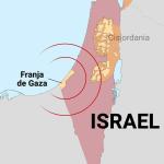 Mapa de Israel y Palestina. Destaca la franja de Gaza, desde donde Hamás lanzó el ataque del sábado.