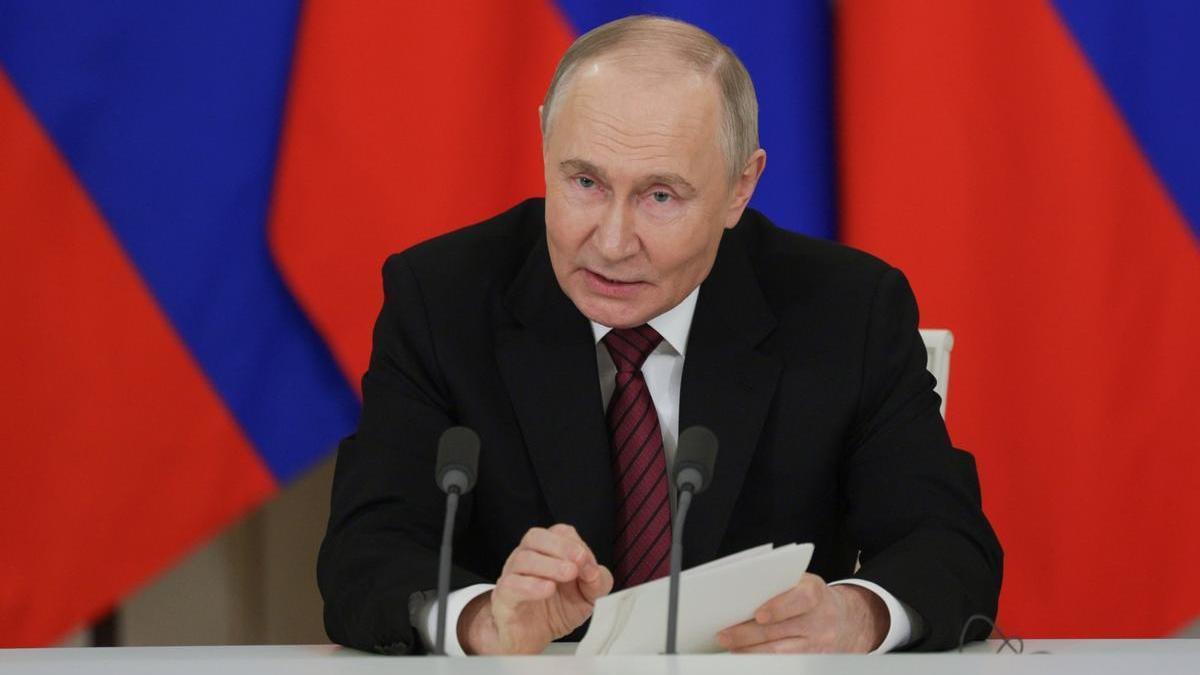 El presidente ruso, Vladimir Putin, durante la intervención en la que propuso negociaciones directas con Ucrania.