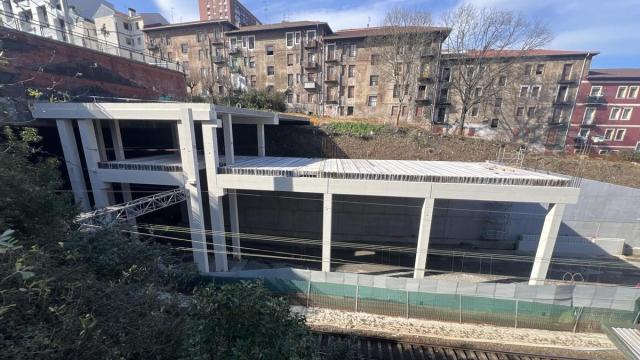 Estructura que ya se puede ver en las obras de construcción de la estación de Bidebieta-Basauri