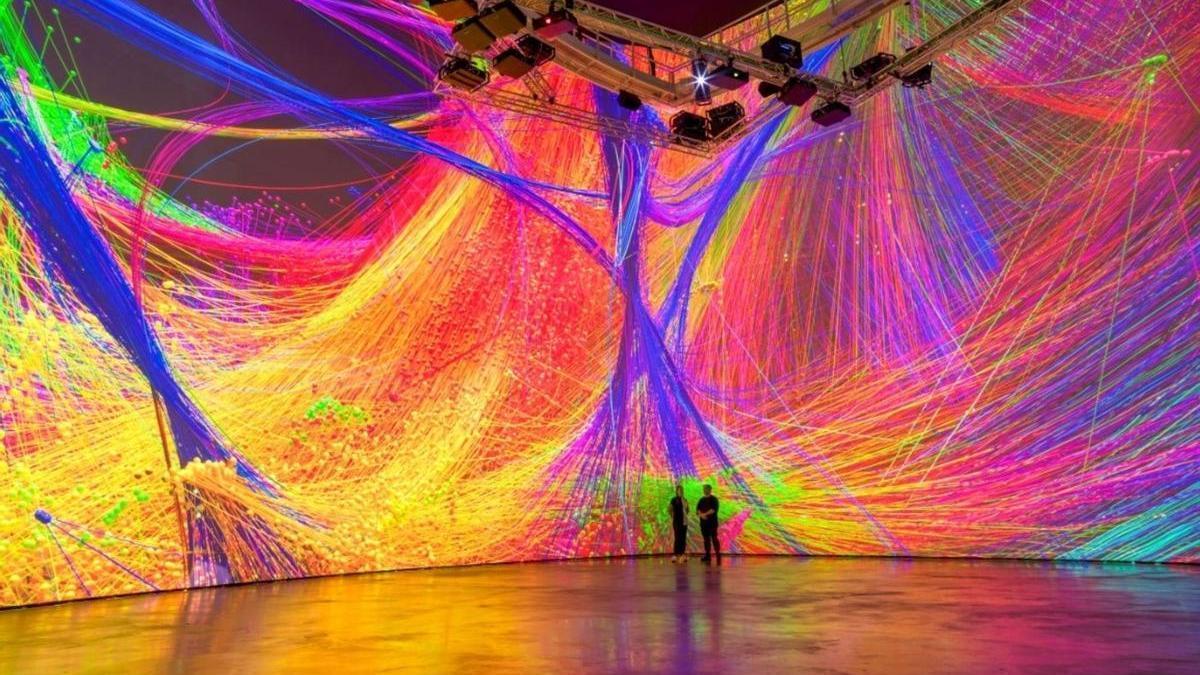 Vista de la instalación 'Arquitectura viva Gehry' en el Museo Guggenheim Bilbao.