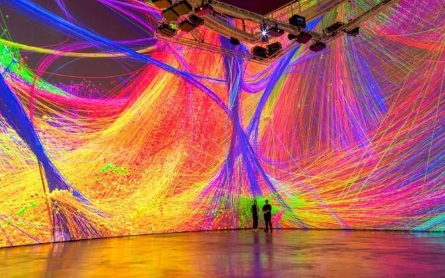 Vista de la instalación 'Arquitectura viva Gehry' en el Museo Guggenheim Bilbao.