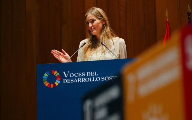 La vicepresidenta tercera del Gobierno español y ministra de Transición Ecológica, Sara Aagesen, durante el acto conmemorativo del décimo aniversario de la Agenda 2030.
