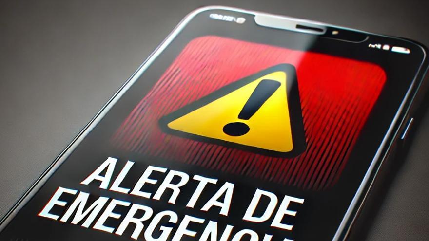 Un teléfono móvil emite una alerta de emergencia.