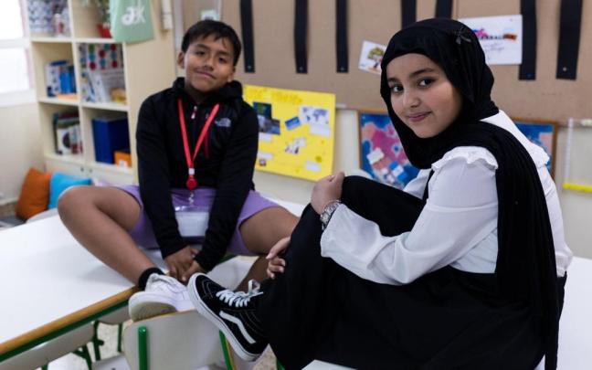 Dos alumnos del Colegio Público Zapilanda (Zorroza) que participan en el programa Eusle.