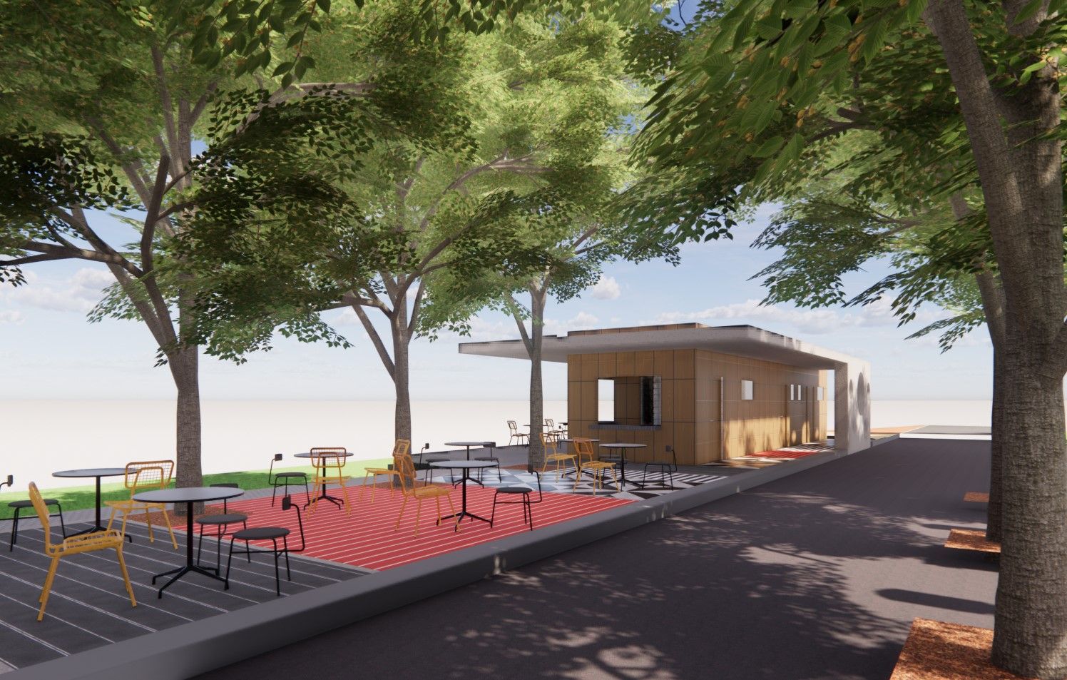 Infografía del anteproyecto de reforma del bar de las piscinas de Laudio