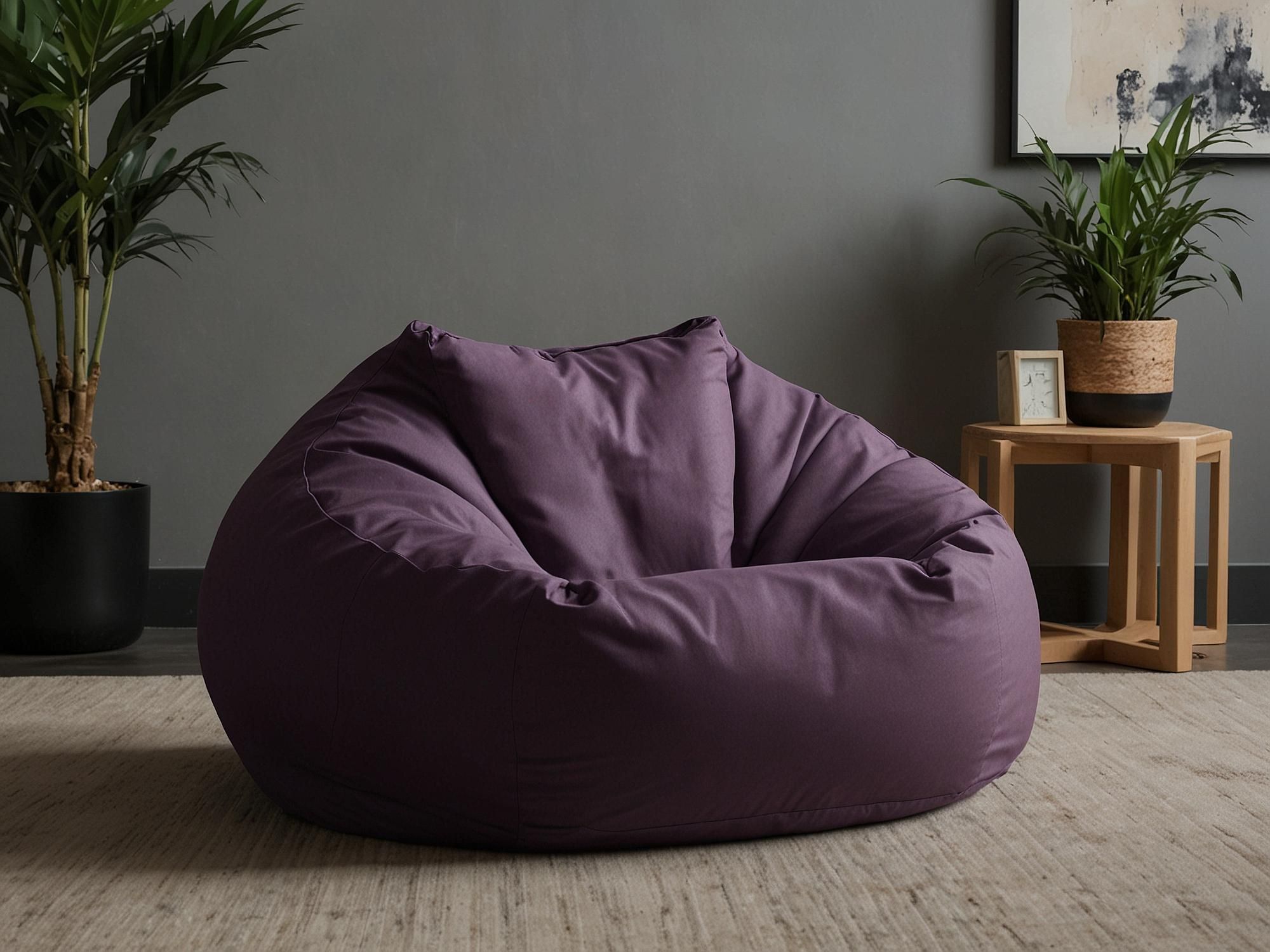 Cómodo puff en color morado.