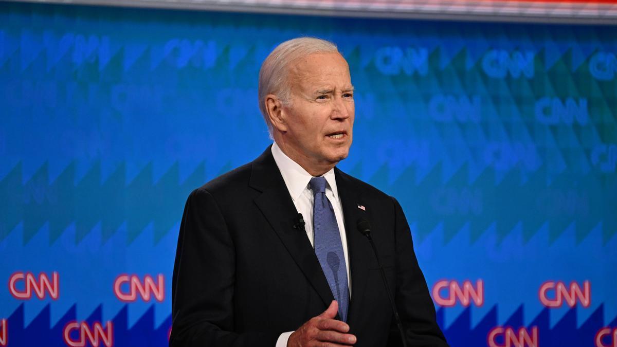 El presidente de EE.UU., Joe Biden, durante el primer cara a cara con Donald Trump.