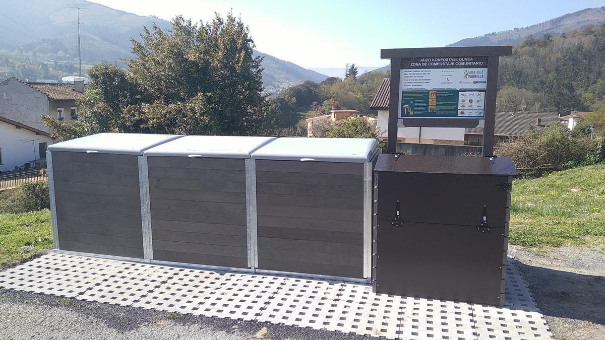 Zona de compostaje comunitario en el barrio Arraño de Laudio