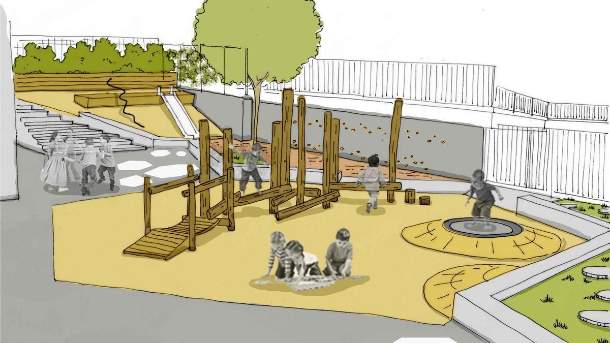 Fotomontaje de la renovación del patio de Bedoñabe.