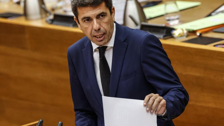 Carlos Mazón, durante su comparecencia en Les Corts