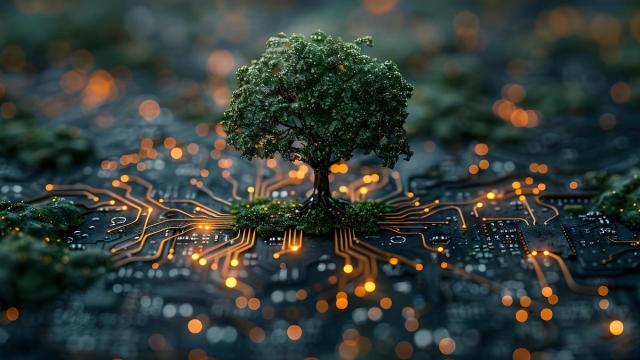 Una imagen que mezcla tecbología y naturaleza.