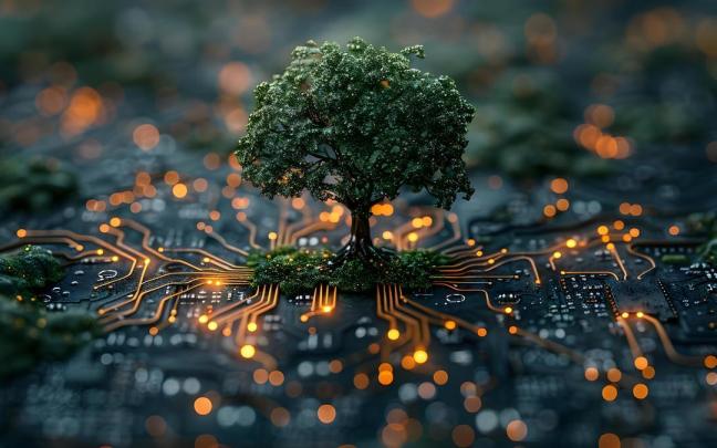 Una imagen que mezcla tecbología y naturaleza.