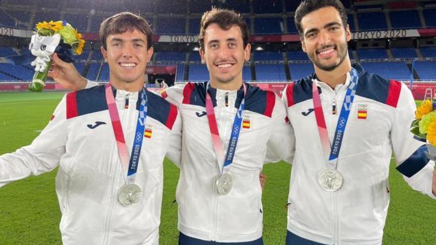 Zubimendi, Oyarzabal y Merino, con la medalla de plata de los Juegos Olímpicos de Tokio.